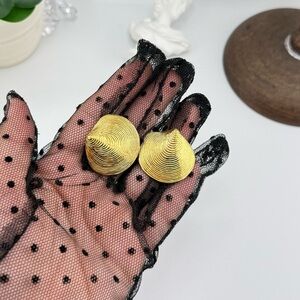 Gold Textured Seashell Statement Earrings – PVD Plated Stainless Steel